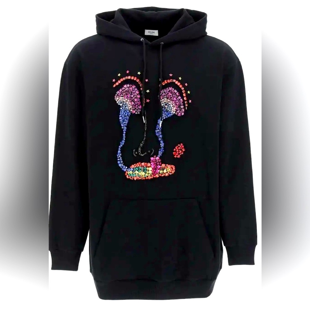 Celine Crystal Embellished Oversized Hoodie